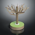 Creative Tree Like Public Chair With Branch Shaped Seats Green Base And Wooden Design