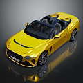 Yellow Sporty Convertible Car With Black Soft Top And Sleek Exterior