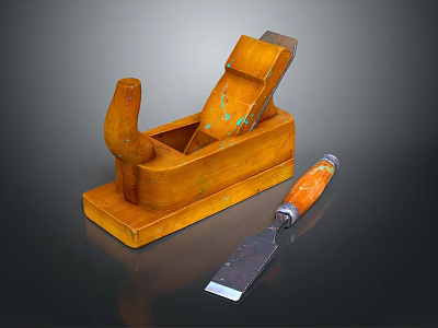 Wooden Plane And Chisel Tools For Carpentry And Woodworking Projects 3d model