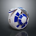 Futuristic Blue And White Spherical Robot With Circular Patterns And Tech Details 3d model
