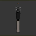 Black Tactical Weapon With Magazine Rail System Grip And Yellow Top Component