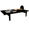 Black Wooden Coffee Table Simple Design Stack Of Books Small Bowl Wooden Bowl Black Vase