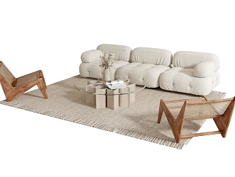 Modern sofa coffee table combination 3d model