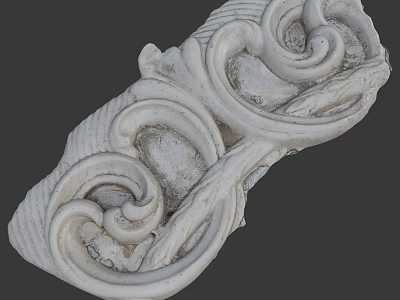 Intricate Decorative Carving With Curved Scroll Patterns In Stone Plaster Detail 3d model