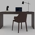 Modern Minimalist Desk And Chair Set With Laptop Table Lamp And Decorative Item