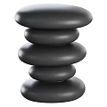 Modern Stacked Black Side Table with Smooth Rounded Layers for Living Room Decor 3d model