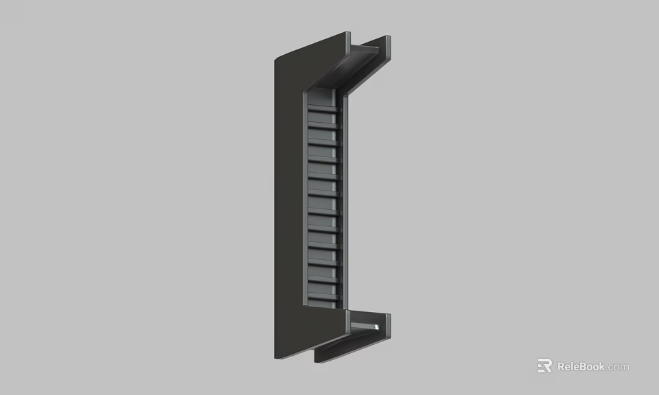 Black Wall Mounted Shelf With Multiple Horizontal Compartments And Sturdy Design 3d model