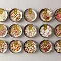 Metal Spice Jars With Various Dried Spices Arranged Neatly In Kitchen