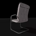 Modern Office Chair With Leather Padded Backrest Seat And Metal Armrests Frame