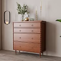 Natural Wood Entryway Cabinet Sideboard With Drawers Metal Handles And Green Plant Decor