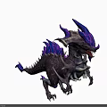 Fierce Purple And Black Dragon Like Creature With Sharp Horns Fins And Teeth