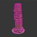 Intricately Carved Stone Pillar with Decorative Layered Design and Ornate Patterns