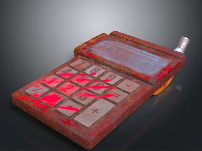 Old Rusty Electronic Calculator With Worn Buttons And Screen 3d model
