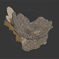Detailed Natural Rockery Scene Structure With Layered Stones And Green Moss