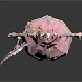 Woman in Pink Dress with Pink Hair and Butterfly Wings Holding Magic Wand