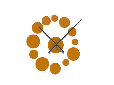 Modern Decorative Clock With Orange Circles Of Various Sizes Arranged Around And Black Hands 3d model