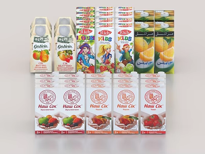 Assorted Boxed Beverages With Orange Strawberry Flavors And Kids Series Options 3d model