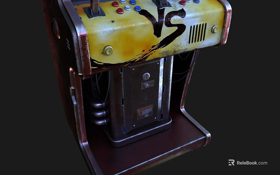 Vintage Yellow Black Arcade Amusement Equipment with VS Lettering and Top Buttons 3d model 