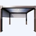 Modern Outdoor Metal Pergola Structure With Louvered Roof And Support Columns