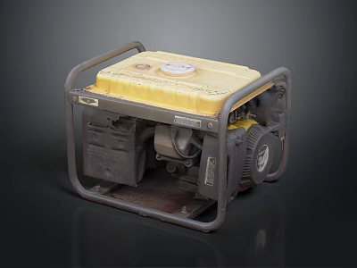 Yellow Portable Generator With Metal Frame Exposed Engine Components For Emergency Power Supply 3d model