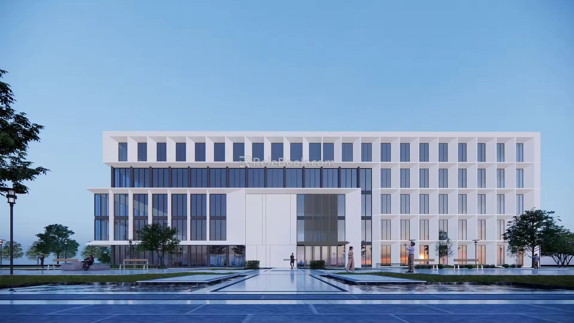modern office building multi-storey office building 3d model