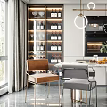 Light Luxury Dining Table and Chair Combination 3d model