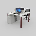 Modern Office Desk Setup With Computer Chair Shelves And Multiple Workspace Designs 3d model