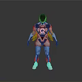 Futuristic Robot Game Movie Character With White Black Orange Armor And Yellow Chest Emblem