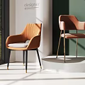 Modern Accent Chairs With Striped Orange Light Pink Upholstery Metal Legs Bright Green Wall Room