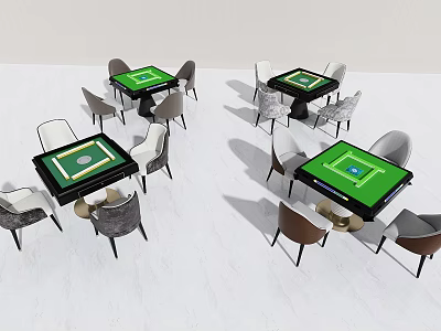 Modern Entertainment Tables With Green Playing Surface And Comfortable Chairs 3d model
