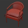 Cozy Single Sofa With Wooden Armrests Light Orange Cushion And Ribbon Ties