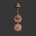 Elegant Copper Candlestick With Plant Motifs And Three Candle Holders On Black Background