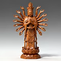 Exquisite Wooden Guanyin Sculpture with Thousand Hands and Eyes on Lotus Base Intricate Carving