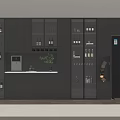 Modern Black Wine Cabinet With Glass Doors For Kitchen Storage And
