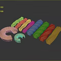 Orange Wooden Household Items With Curved Wavy Strip And Tubular Designs