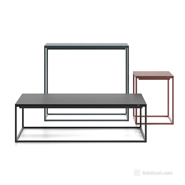 Modern Coffee Table Set With Black And Brown Frames And Minimalist Design 3d model