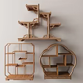 Traditional Wooden Curio Shelves With Various Designs For Decorative Home