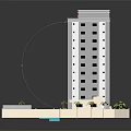 3D Model of Tall Buildings with Road Greenery and Swimming Pool