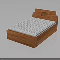 Wooden Bed Frame Furniture With Simple Headboard And White Mattress Design