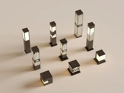 Modern Chinese Landscape Lamp Lawn Lamp Garden Lamp Outdoor Lamp Combination 3d model