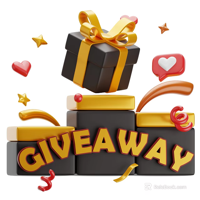 Decorative Ornament Set With Gift Box Stars Hearts And Giveaway Accents 3d model 