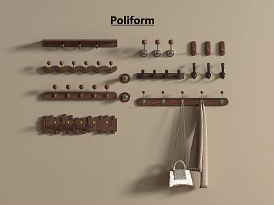 Poliform Wooden Wall Hooks With Modern Design For Home Organization And Hanging Items 3d model