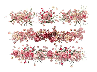 Colorful Flower Arrangements In Various Decorative Vases For Home Decoration 3d model