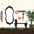 Mirror Shoe Changing Stool Hanger 3d model