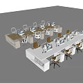 Modern Multiple Office Desks Setup With Computers And Chairs In Workspace