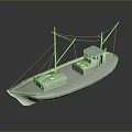 Detailed Scale Model Ship With Green Cabin White Hull Two Masts And Wooden Deck Design