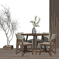 Modern Dining Table and Chair Combination Round Table and Chair Combination 3d model