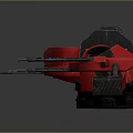 Multiple Different Designed Weapon Models in Black Red Color Displayed on Gray Background