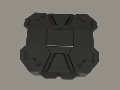 Detailed Black Geometric Mechanical Component Design With Holes And Edges 3d model