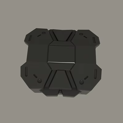 Detailed Black Geometric Mechanical Component Design With Holes And Edges 3d model